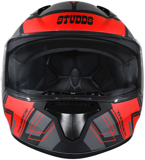 STUDDS Thunder Full Face Helmet D3 with Clear Visor (Matt Black N2, XL)  Motorbike Helmet