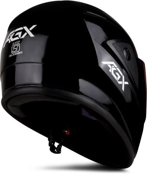 Agx Rado Black with Anti UV PC Visor ABS Material Unisex Motorbike Helmet (Jet Black) - Image 8