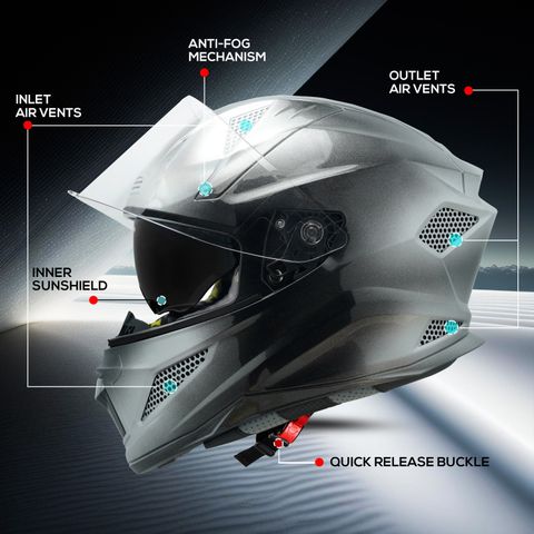 Steelbird SBH-25 Breeze On Ombre 7Wings Full Face Helmet (Glossy - Image 5