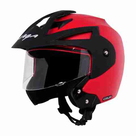 VEGA Crux Open Face Motorbike Helmet (Red) - Image 5