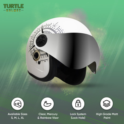 TURTLE Star With Visor Half Face Mercury Visor S-56 cm Motorbike Helmet