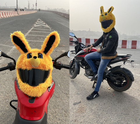 SRPHERE YT Bunny Helmet Cover for Riders Motorcycle Funny Helmet