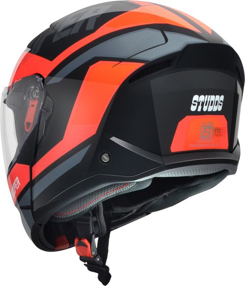 STUDDS Trooper D1 Flip-up Full Face Dual Visor Helmet (Black N8) - Image 7
