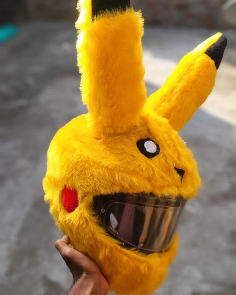 モカざえもん品 SRPHERE GA-ZI-YELLOW COLOUR PIKACHU HELMET COVER Motorbike Helmet