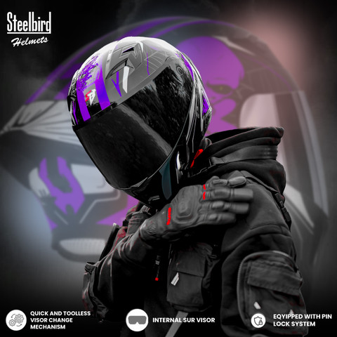 Steelbird SBA-20 Strange ISI Certified Flip-Up Graphic Helmet for Men and  Women Motorbike Helmet