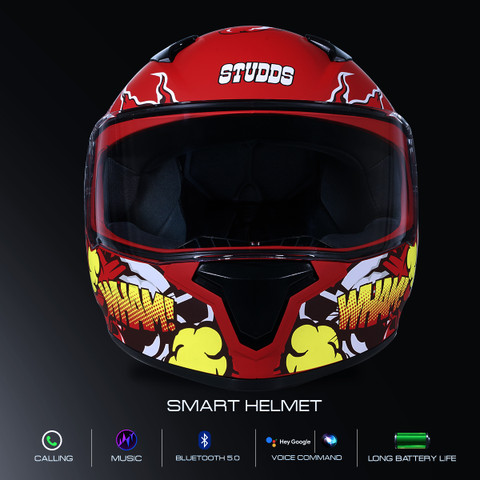 STUDDS Thunder Communication Ready D10 Bluetooth Helmet Motorbike Helmet