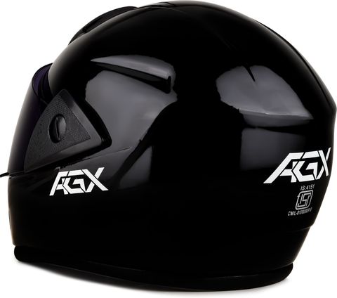 Agx Rado Black with Anti UV PC Visor ABS Material Unisex Motorbike Helmet (Jet Black) - Image 7