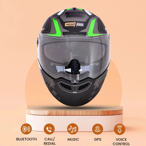 HEADFOX N2 Air Smart Bluetooth Waterproof Music GPS Calls Voice  Road DV Motorbike Helmet