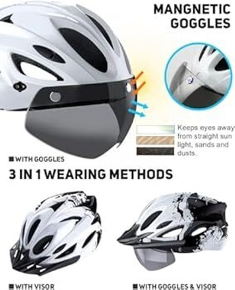 FASTPED Helmet with LED Safety Rear Light Detachable Magnetic Cycling Helmet