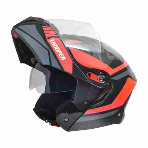 STUDDS Trooper D1 Flip-up Full Face Dual Visor Helmet (Black N8) - Image 4