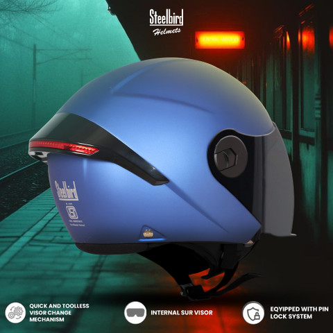 Steelbird SBH-64 GT Reflector ISI Certified Open Face Helmet for Women and  Men Motorbike Helmet