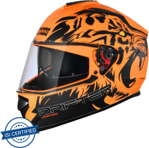 STUDDS Drifter D2 Full Face Helmet with Clear Visor (Matt Orange N9, XL)  Motorbike Helmet