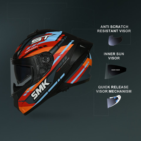 SMK Typhoon Sports Tourer ISI, DOT ECE 06 Certified Helmet with