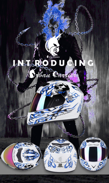 urban carrier ABS Ghost Rider Full Face Rainbow Visor Motorbike