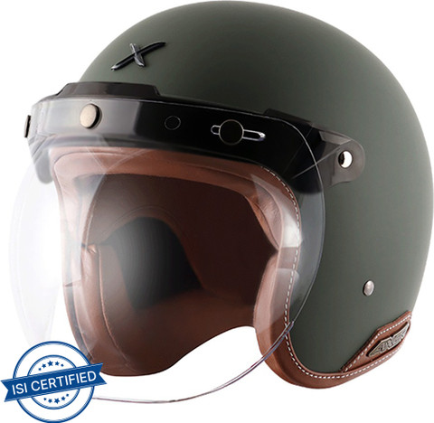Axor Retro Jet Leather Motorbike Helmet