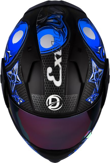 FOROLY Wonder Full Face Spoiler ABS Material with Rainbow visor Motorbike Helmet (Blue) - Image 5