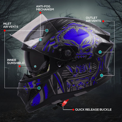 Steelbird SBH-25 Predator ISI Certified Full Face Graphic Helmet - Main Image