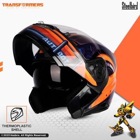 bumblebee transformer motorcycle helmet 1:1 Transformers Wearable Movie Prop Replica the helmet also features LEDs in the eyes and transformation sound effects Hjc Just1 Bumblebee Transformer Motorcycle