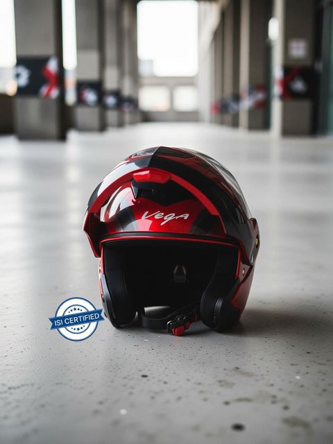 VEGA Crux Marvel Deadpool Motorbike Helmet (Red Black) - Image 8