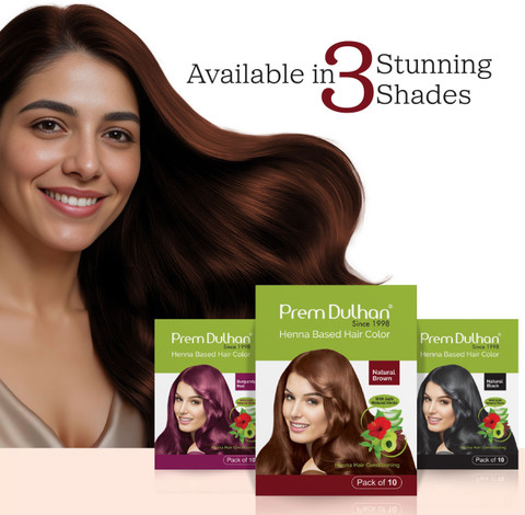 Prem Dulhan Henna Based Natural Brown Hair Color 10G (Pack Of 10