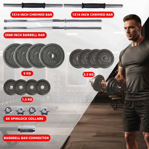 Powermax Fitness 50 kg Adjustable Steel Dumbbells Weight Set with