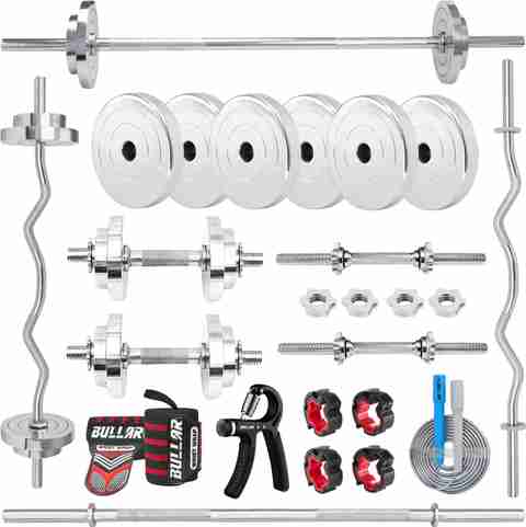 BULLAR 70 kg Steel Home Gym Set 3ft+5ft(28MM)+starnut Dumbbell rods with Workout Accessories Home Gym Combo - Image 4