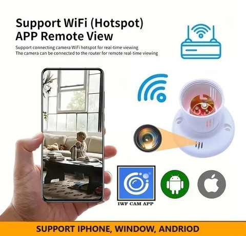 Safetynet Smart WiFi Bulb Camera Holder Full HD 1080p Hidden