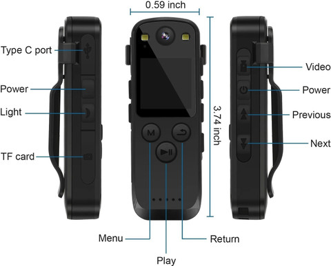 Safetynet WiFi Body Mounted Camera, inch Display, HD 1080P