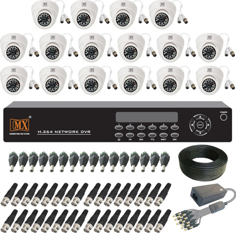 MX CCTV Cameras Kit 16 Channel Analog Security System with BNC DC