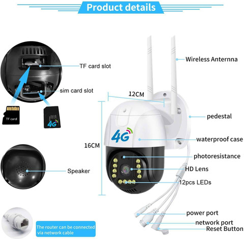 MANIA ELECTRO 4G 5MP PTZ Sim Camera with Live View Two Way