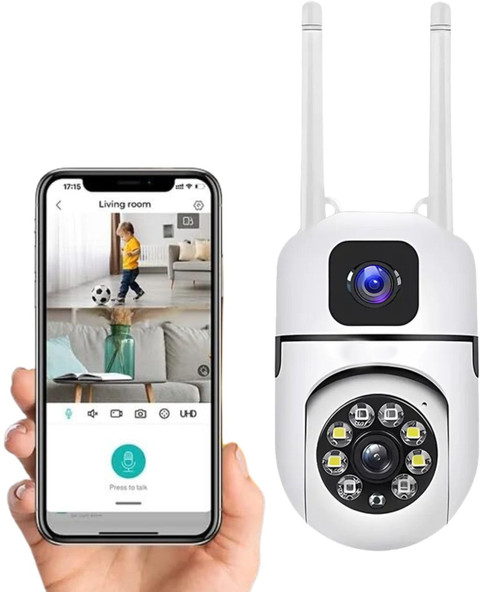 EyeSpy Dual Screen 4+4 MP WiFi CCTV Camera with 1440 Px 360° View