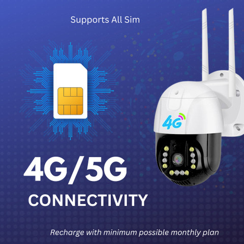 Grousale 3Mp 4g Sim PTZ Motion Detection Waterproof Night Vision Sd Card  Support Security Camera