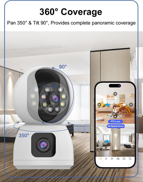 IFITech 4MP 360° Smart Dual Lens CCTV Camera Supports 4G SIM