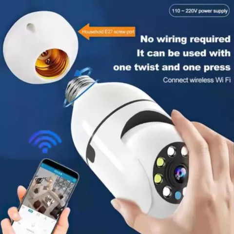 SNARIOVSN CCTV Camera Wireless Bulb Shape V380 Pro Spy Camera wifi