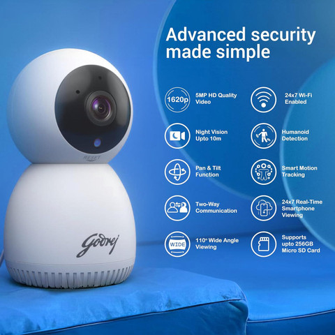 Godrej EVE Pro Pan Tilt Smart Wi-Fi 5MP HD 350 Degree Security - Main Image