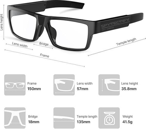 SPYTECTIFY 1080P Hidden Camera Glasses Video Recording Camera