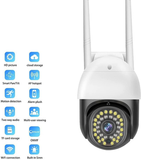 Dr Vision WiFi 1080p 3MP 360 Pant Tilt Smart Ptz Indoor Outdoor Security  Motion Detection Security Camera