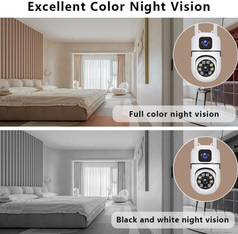 OSHSIZ WIFI 1080P Two-Way Audio HD Camera Motion Detection Dual Lens Night  Vision Security Camera