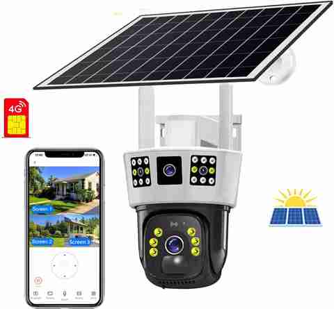 AVOIHS CCTV Smart 4G Sim Solar Powered 360° Camera Solar Panel Night Vision  2Way Audio Security Camera