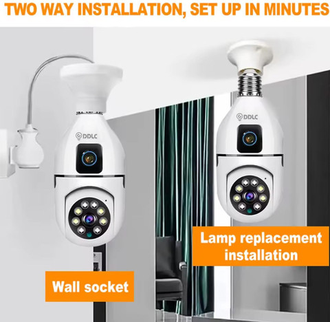 DDLC Light Bulb Security Camera, Dual Lens 4mp Light Bulb Camera - Main Image