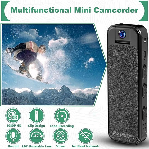 SPYTECTIFY Mini Body Worn Camera, Wireless 1080P Security Wearable