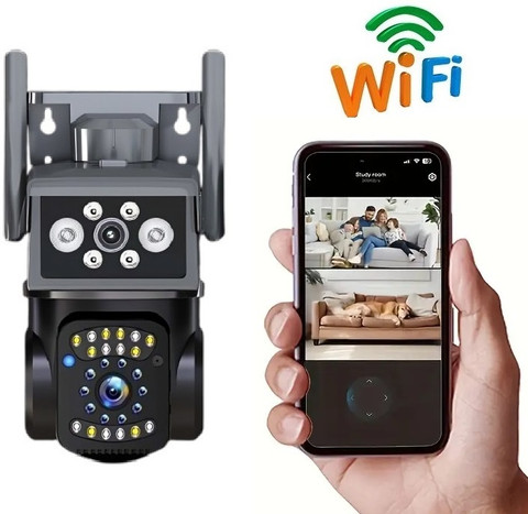 Bzrqx WIFI CCTV HD Dual Lens Camera Bullet+360° PTZ Control TwoWay