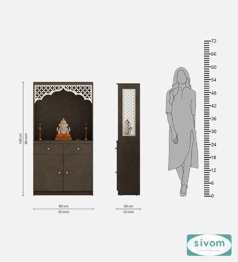 SIVOM Prime Home Temple/Pooja Unit/Home Mandir/ Engineered Wood Home Temple (Height: 148, Knock Down) - Image 4