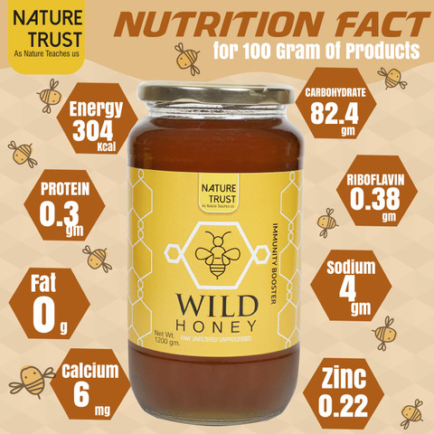 nature trust Wild Honey Unprocessed Honey 1200 Gm|Pure Organic Raw