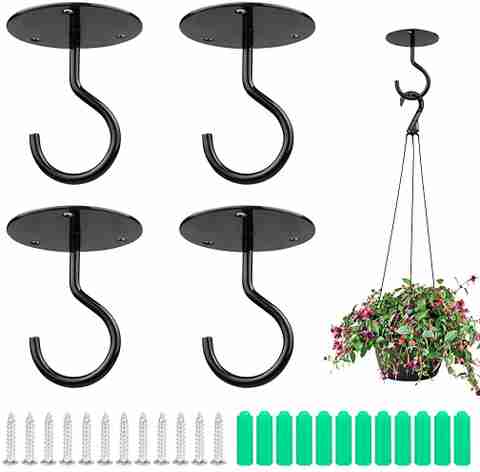 HASTHIP 4pcs Metal Ceiling Hook for Hanging Flower Pot and Plant