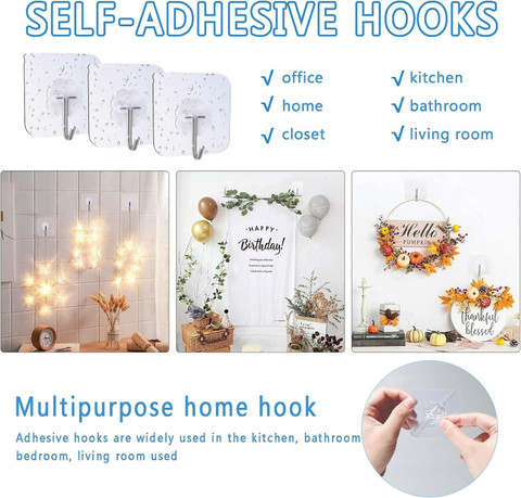 STEFFAN Adhesive Plastic Wall Hooks Hangers for Hanging Robe, Coat