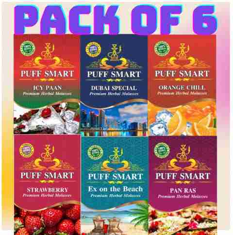 Puff Smart Premium Herbal Flavour Icy Paan, Dubai Special, Orange chill,  Strawberry, Ex On The Beach, Pan Ras Hookah Flavor Price in India