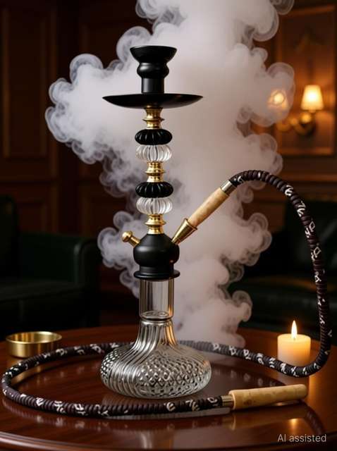 Vespers 18-Inch Obsidian Black Hookah with Crystal Glass - Image 11