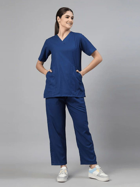 SHARMASCRUBS Women Medical Scrub – Doctors Nurse Scrub Suit/ OT Dress  (Blue, M) Shirt, Pant Hospital Scrub