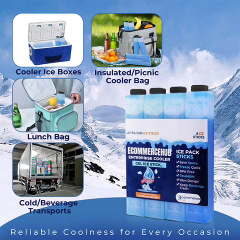 Ecommercehub 1 L Plastic Ice Packs for Coolers Reusable Long